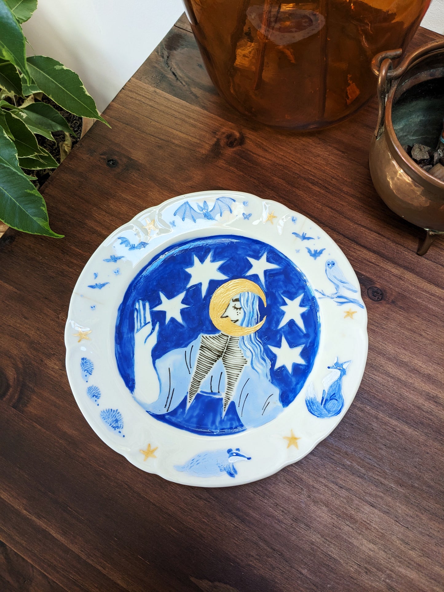 Lune Magicienne - Assiette décorative